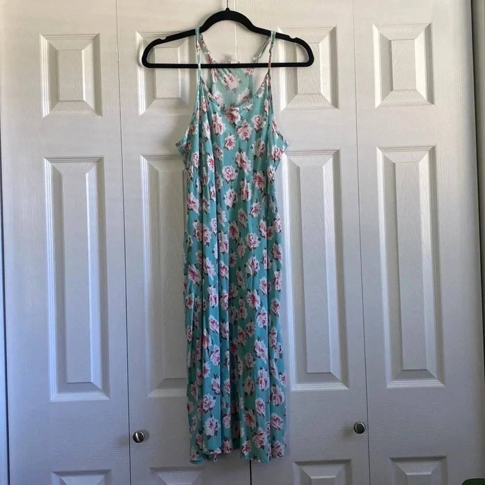 Charming Charlie’s Turquoise Floral Dress L